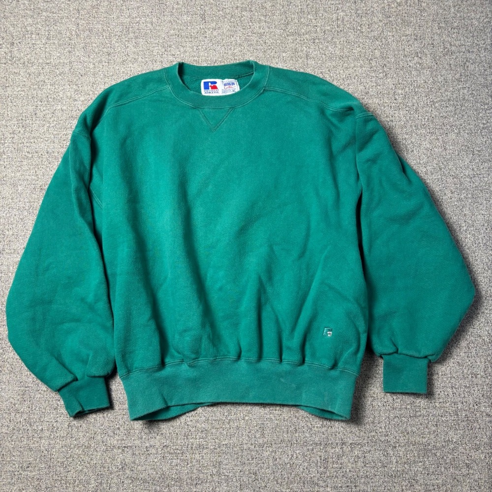 Russell Athletic Sweatshirt Mens XL High Cotton Green Vintage 90s Made in USA